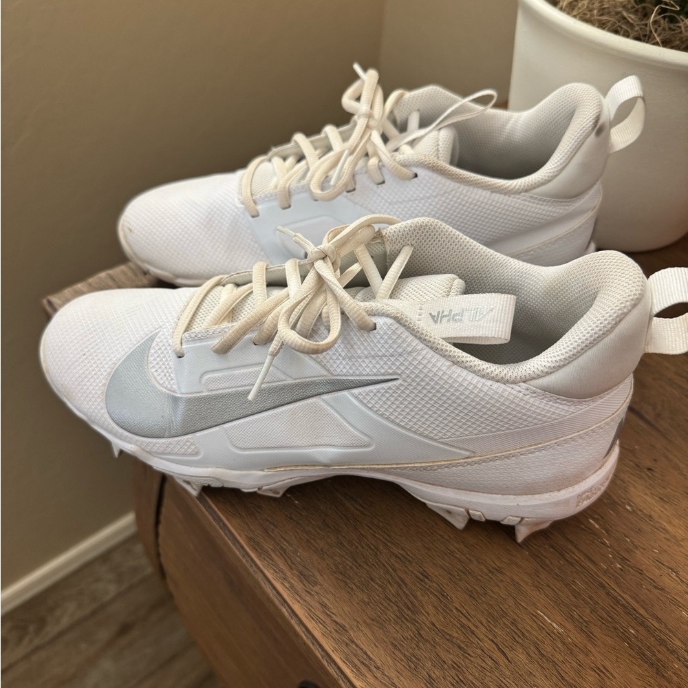 Nike White and Gray Football Cleats